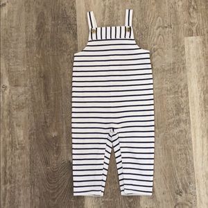 New Janie & Jack Navy Stripe Cotton Overalls